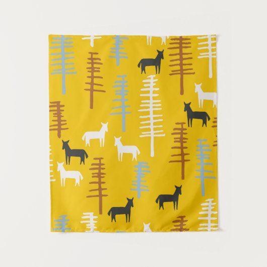 馬と木の部族の背景，クリエイティブf タペストリー (正面)