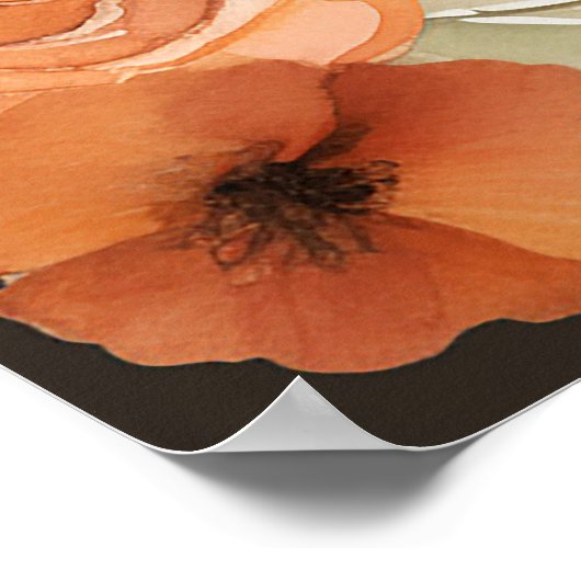 馬と桃かわいらしの花誕生日ウェルカム ポスター (角)