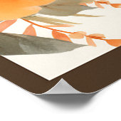 馬と桃かわいらしの花誕生日ウェルカム ポスター (角)