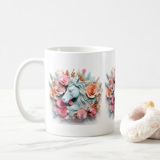 馬と森、馬術ギフト、乗馬 コーヒーマグカップ (ドーナツ)