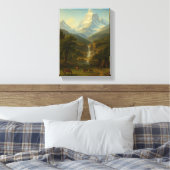 馬と滝の平和な谷 キャンバスプリント (インサイチュ (寝室))