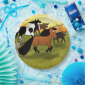 馬と牛の誕生日プレートランチファームプレート ペーパープレート (パーティー)