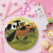 馬と牛の誕生日プレートランチファームプレート ペーパープレート (パーティー)