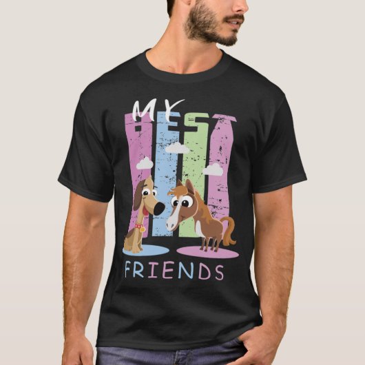 馬と犬のアマデウスの競馬 Tシャツ (正面)