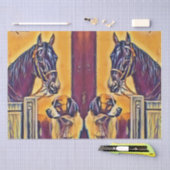 馬と犬のヴィンテージ絵画 薄葉紙 (クラフト)