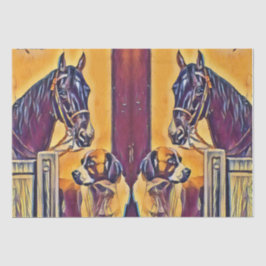 馬と犬のヴィンテージ絵画 薄葉紙