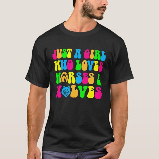 馬と狼を愛する女の子 野生の騎手 女性 Tシャツ (正面)