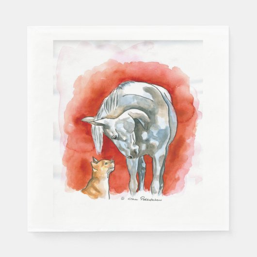 馬と猫 スタンダードランチョンナプキン (正面)