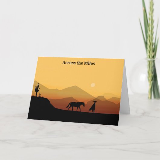 馬と男スペインののシルエットのグリーティングカード サンキューカード (正面)