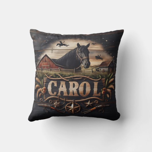 馬と納屋を使った西洋をテーマにしたアートワーク クッション (裏面)