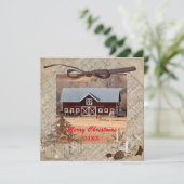 馬と納屋メリークリスマスフラットカード (スタンド正面)