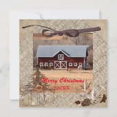 馬と納屋メリークリスマスフラットカード (正面)