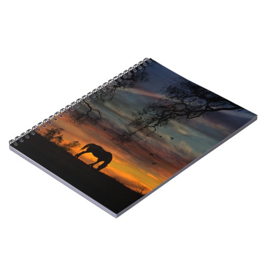 馬と自然サンセット美しいノート ノートブック (左側)