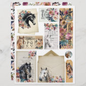 馬と花のエフェメラ　ジャンクジャーナル用 (正面/裏面)