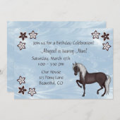 馬と花誕生日招待状～女の子 招待状 (正面/裏面)