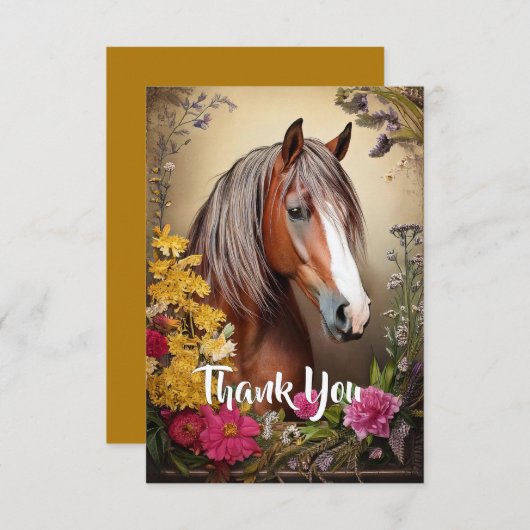 馬と花 サンキューカード (正面/裏面)