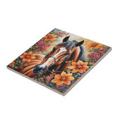 馬と花 タイル (側面)