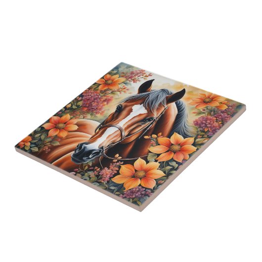 馬と花 タイル (側面)