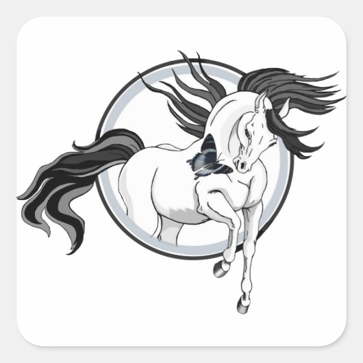 馬と蝶から飛び出す スクエアシール (正面)