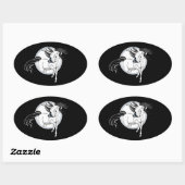 馬と蝶から飛び出す 楕円形シール (シート)