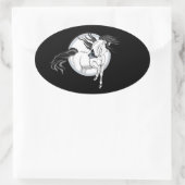 馬と蝶から飛び出す 楕円形シール (バッグ)