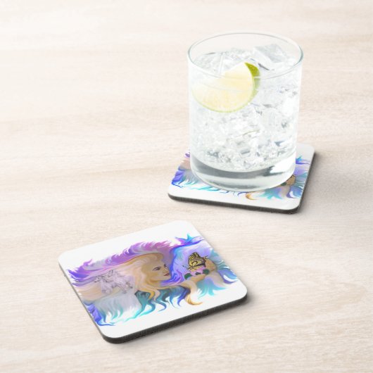 馬と蝶の女性 コースター (右側)