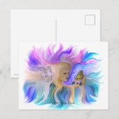 馬と蝶の女性 ポストカード (正面/裏面)