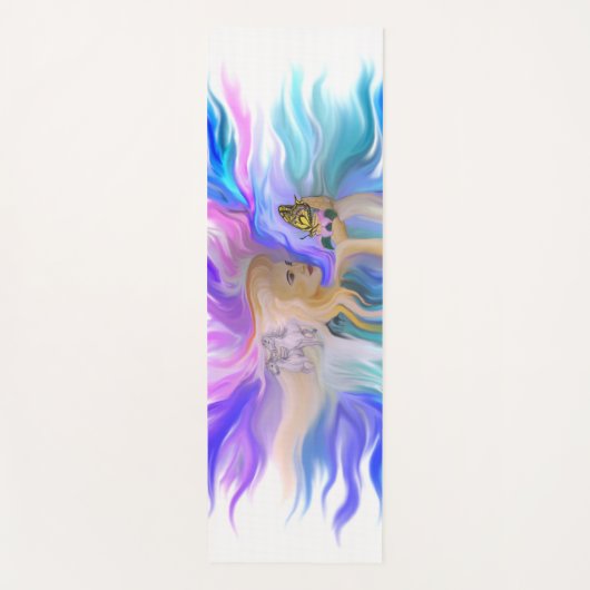 馬と蝶の女性 ヨガマット (正面)