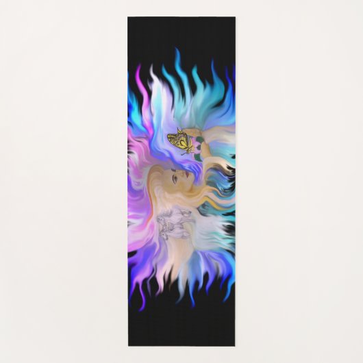 馬と蝶の女性 ヨガマット (正面)