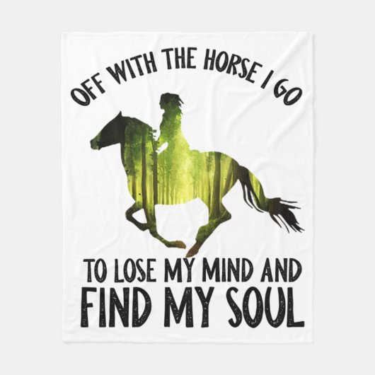 馬と行って心の森を失う フリースブランケット (正面)