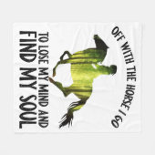 馬と行って心の森を失う フリースブランケット (正面(横))