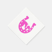 馬と西ハットのホットピンクの馬蹄付き女の子 スタンダードカクテルナプキン (角)