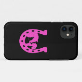 馬と西ハットのホットピンクの馬蹄付き女の子 Case-Mate iPhoneケース (裏面(横))