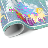 馬と贈り物を持つクリスマスツリー ラッピングペーパー (ロールコーナー)