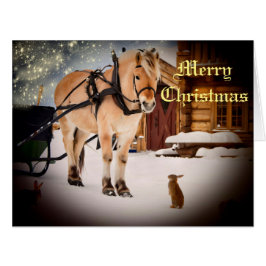馬と農場での星空のクリスマスナイト