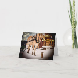 馬と農場での星空のクリスマスナイト シーズンカード