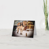 馬と農場での星空のクリスマスナイト シーズンカード (正面)