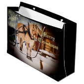 馬と農場での星空のクリスマスナイト ラージペーパーバッグ (正面アングル)