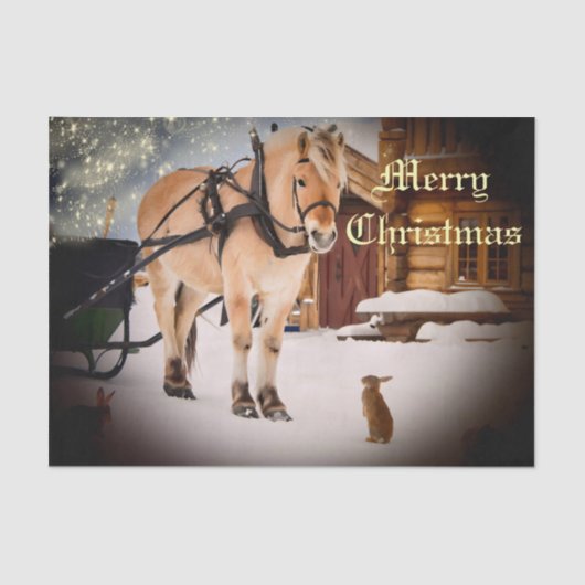 馬と農場での星空のクリスマスナイト 薄葉紙 (正面)