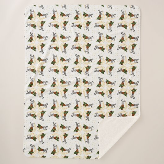 馬と金ゴールドの星と円 シェルパブランケット (正面)