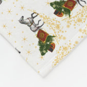 馬と金ゴールドの星と円 フリースブランケット (角)