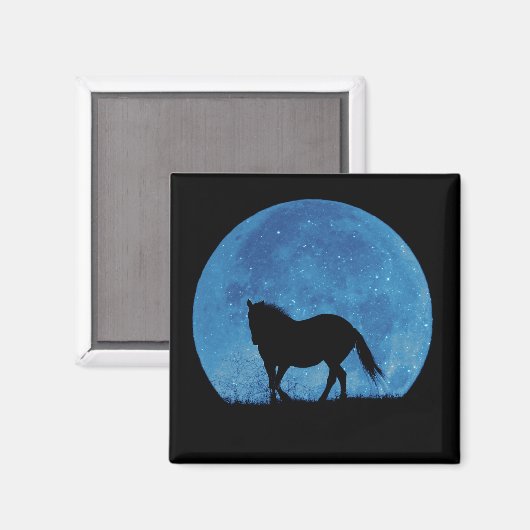 馬と青の満月 マグネット (正面/裏面)
