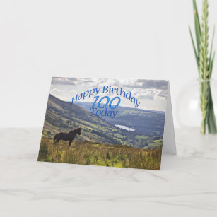 馬と風景100歳の誕生日カード カード