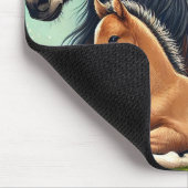 馬と馬が春で休む マウスパッド (コーナー)