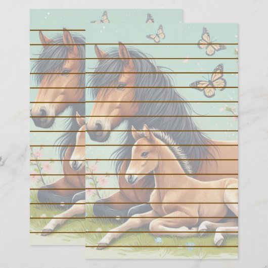 馬と馬が春で休む 便箋 (正面/裏面)