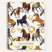 馬と馬の靴のコラージュのパターン女性のカーボーイ ノートブック (正面)