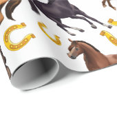 馬と馬の靴のパターンのコラージュ ラッピングペーパー (ロールコーナー)