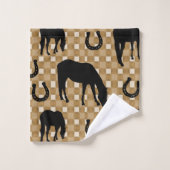 馬と馬の靴、カントリー・ウェスタン バスタオルセット (ウォッシュタオル)