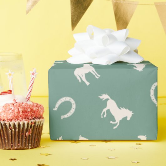馬と馬蹄の馬術ラッピングペーパー ラッピングペーパー (誕生日パーティー)