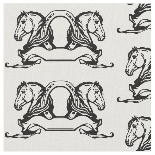 馬と馬蹄の2頭 ファブリック (クローズアップ)